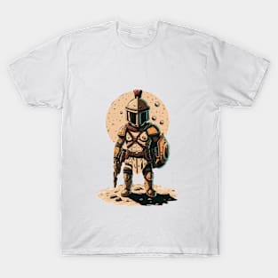 Warrier with spartan helmet on the moon T-Shirt